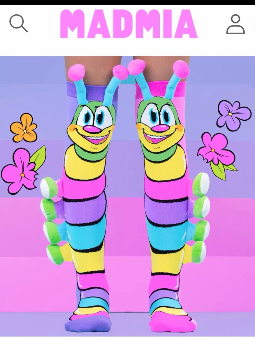 Madmia Kids Colorful Caterpillar Knee-High Socks - Pink, Blue, Yellow, Green